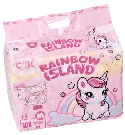 Rainbow Island Windeln mit Folie für Erwachsene 13500 ml (M)
