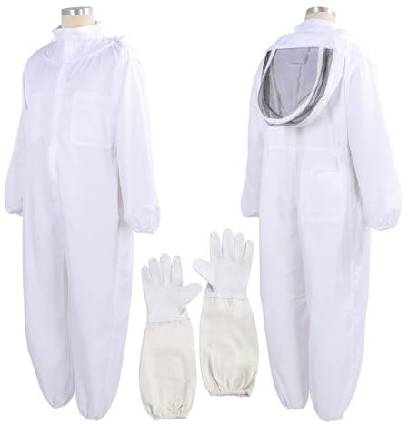 Gugxiom Imker Kostüm für Frauen Männer, Professioneller Imkeranzug mit Handschuhen und Belüfteter Schleierhaube, Ganzkörper Bienenanzug für Berufsimker und Anfänger (XXL)