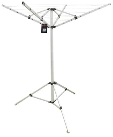 H-LINE Rotary Washing Line 4 Arm 16M Free Standing Portable Rotary Airer Outdoor Indoor Garden Laundry Clothes Washing Line Dryer Folding