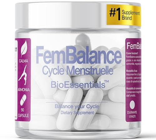 BioEssentials FemBalance – Équilibre Hormonal Féminin – Ashwagandha 250mg & Magnésium 350mg – Cycle PMS & Soutien Humeur – Camomille & Gingembre + Zinc – 90 Gélules Végétales