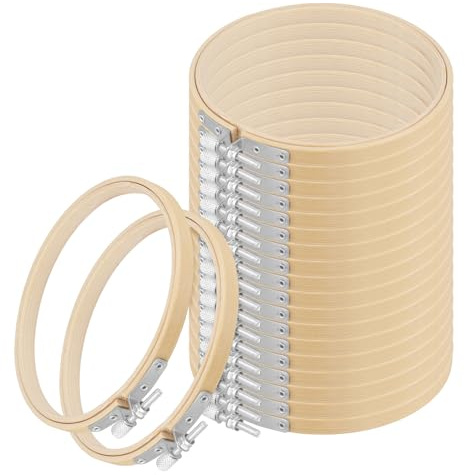 SOUJAP 20 Pack 5 Inch Small Embroidery Hoop, 13cm Mini Round Bamboo Cross Stitch Hoop Ring for Sewing DIY Art Craft
