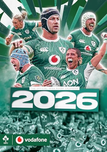 IRFU Calendario da parete ufficiale 2026 di rugby irlandese, formato A3