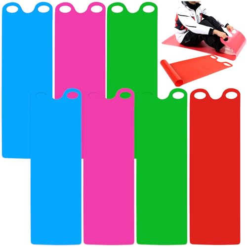 8 Pcs Large 54 Snow Sled for Adults Snowflake Slider Mat, Flexible Roll Up Sleds for Snow, Lightweight Carpet Plastic Snowboard Sled High Speed for Winter Ski Outdoor Game, 4 Colors