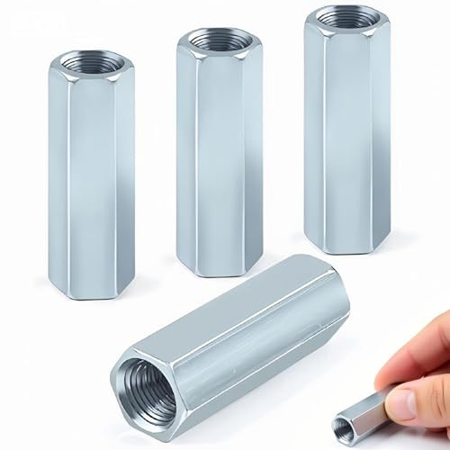 Dadi lunghi M10 x 40 mm in acciaio zincato esagonali – manicotti distanziali filettati per viti di montaggio ed elettrodomestici, dadi di connessione resistenti alla ruggine