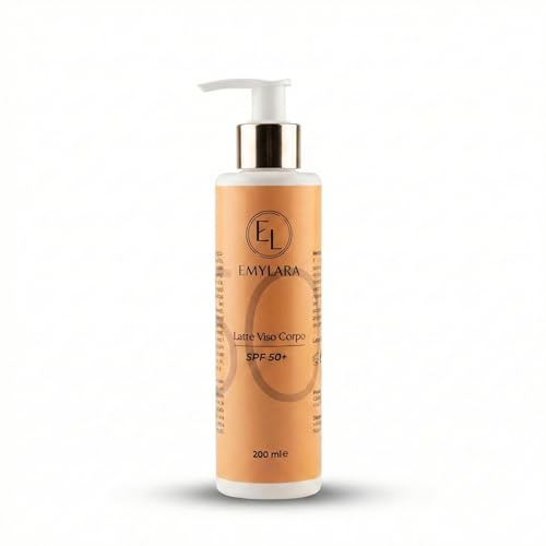 EMYLARA Protezione Solare Molto Alta SPF 50+ Latte Viso e Corpo UVA/UVB – Idratante e a Rapido Assorbimento – Uso Quotidiano – 200 ml