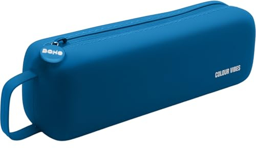 Dohe - Trousse Scolaire Simple Bleu | 1 Compartiment Avec Fermeture Éclair, Fabriquée En Silicone Doux Et Résistant, 22,5x4,8x5 cm, Avec Poignée De Transport