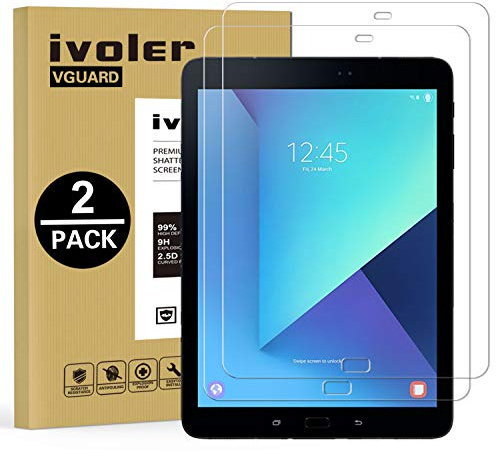 ivoler Kompatibel für Schutzfolie Samsung Galaxy Tab S3 9.7 Zoll / S2 9.7 Zoll, 9H Härte, Anti- Kratzer, Bläschenfrei, 2.5D Runde Kante, [2 Stücke]