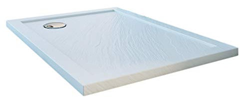 Piatto Doccia Slim 70x70x4 cm Quadrato Acrilico Bordato Bianco Effetto Pietra mod. Flower