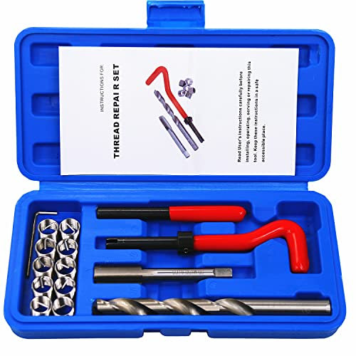 BestsQ 15 Stück Gewindereparatursatz Bohrer Helicoil Repair Kit Kompatibel Handwerkzeug Set für Auto Reparatur Größe:M12x1.0