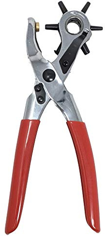 TOFL Rotary Leather Hole Punch - Heavy Duty Hole Puncher for Belts, Straps, Dog Collars, Shoes, Crafting - Non-Slip Rubber Handles, Safety Lock - Punching & Piercing Tool with 6-Hole Rotating Head