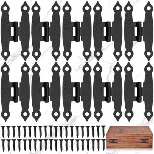 SoundZero 10 Pièces H Charnière D'armoire, Charnières Décoratives Style Ancien, Quincaillerie D'armoire à Charnière en H, Charnière de porte affleurante (65 * 34 mm, Avec vis Convient)