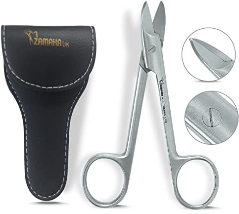 ZAMAHA UK® 1 Forbicine Unghie Professionali in Acciaio Inox, Forbice per Unghie per Uomini e Donne, Manicure e Pedicure, Unghie Spesse e Cuticole, con Custodia in Pelle