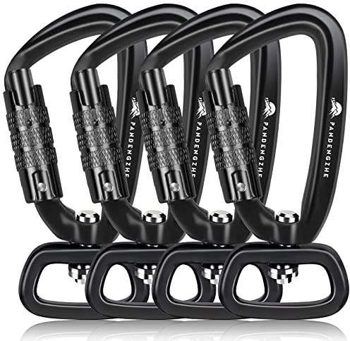 PANDENGZHE Locking Carabiner Clip 2.5 with Swivel Ring for Securing Pets, Dog Leash Harness, Camping, Hiking, Keychains