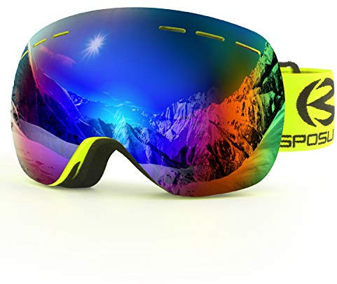 HuoBi Skibrille, Schneesportbrille Outdoor Skibrille OTG 100% UV Schutz Skibrille, winddichte und beschlagfreie Snowboardbrille für Männer Frauen Erwachsene Jugend