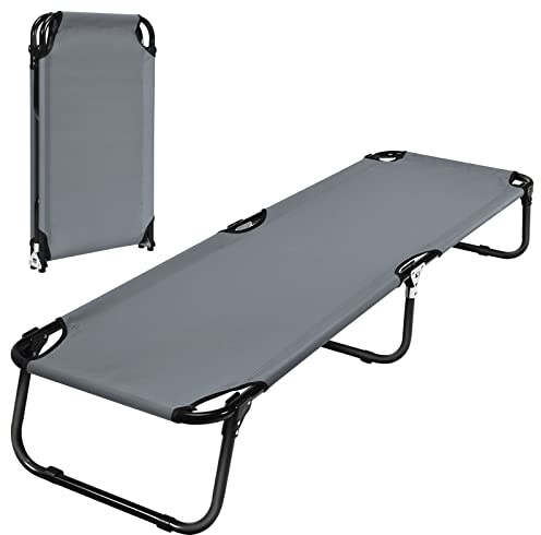 COSTWAY Tältsäng, campingsäng, kan belastas upp till 150 kg, hopfällbar säng, enkelsäng, 191 x 56 x 31 cm (grå)