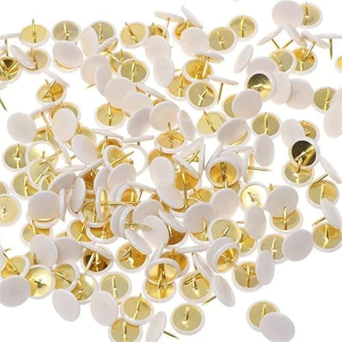 300 PCS Reißnägel Flacher Runder Kopf Farbige Reißzwecken für Büro,School Home Fotos Notizen Malerei 10mn(Weiß)