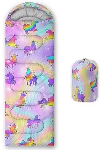 HOSIMA Sleeping Bags for Boys Girls Kids,Unicorn Printed Lightweight Warm Portable Outdoor Indoor Waterproof Cold Resistant Sleeping Bag for Camping Hiking (Unicorn1)