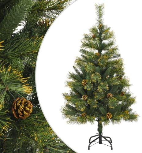 vidaXL Plastgran med kottar gångjärn 150 cm, gran, låtsasgran, granar, plastgran, låtsasgranar, plastgranar, juldekoration, juldekorationer