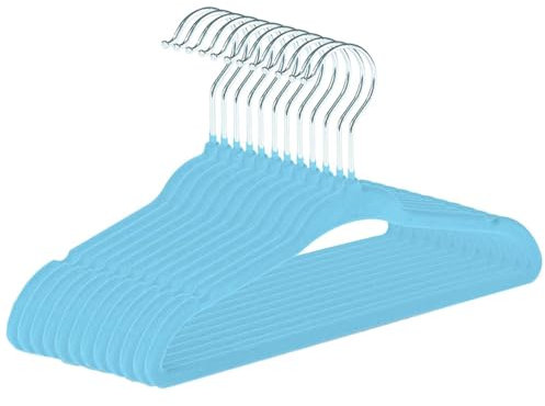 cozydiscount Set di 15 grucce in velluto per vestiti per bambini, anti scivolo, gancio a 360°, colore: blu