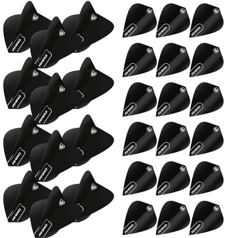 WINMAU Rhino Kite Black Dart Flights - 10 sets per pack (30 dart flights in total)