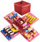 Pasdrucn Überraschung Box, 5-lagige Kreative Explosions-Geschenkbox, Explosionsbox Geburtstag, DIY Handgemachte Überraschung Box für Valentinstagsgeschenke, Geburtstag, Hochzeitstag (Rot)
