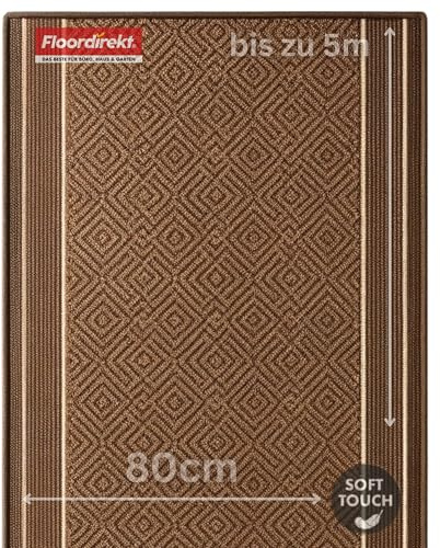 KARAT Premium Teppichläufer mit Muster - 80 x 350 cm, Braun - Modernes Rauten-Design - Teppich - Läufer für Küche, Flur & Wohnraum - Flurläufer Küchenläufer Flurteppich (Olymp)