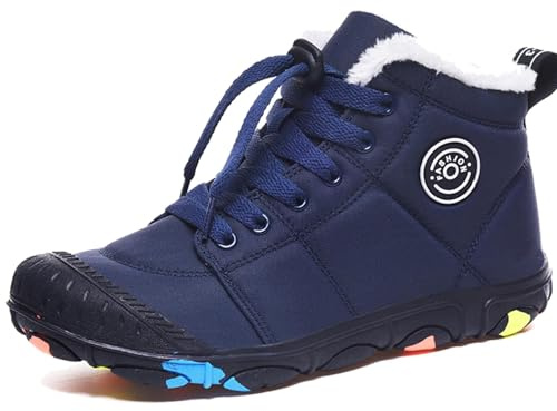 Chaussures Pieds Nus Imperméables pour Enfants - D'Hiver, de Randonnée Légères et Antidérapantes en Caoutchouc, Bleu, 37 EU