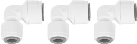 QUARKZMAN 3 Piezas Conectores de Empuje, 5/16 OD x 3/8 OD Conectores de Manguera de Aire Tubo y Manguera y Tubería Conexión Rápida de Plástico Codo de 90 Grados, Blanco (8-10mm)