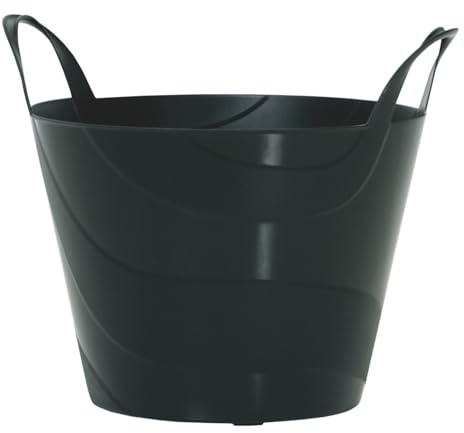 Flexi Bucket Plastic Tub Bin Storage Feed Garden Building Laundry Toys Large Handles Home Garden DIY Lightweight Flexible (Black, 30 Litres)