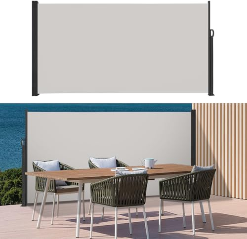 Kidsbuddy Tenda Laterale Avvolgibile,Tenda da Sole Laterale Retrattile,Antivento,Protezione Solare, Privacy e Frangivento Estensibile,per Balcone e Terrazzo,Grigio,1.6x3m