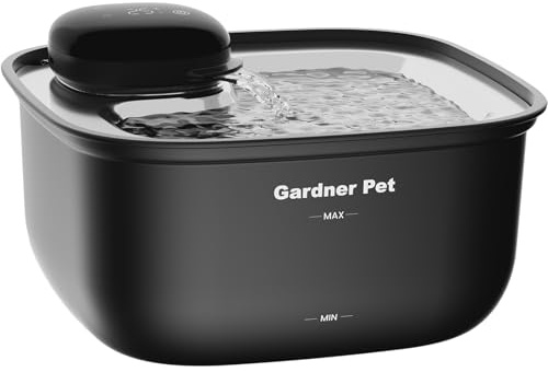 Gardner Pet Fuente para Gatos Inalámbrica 3,78L, Dispensador de Agua con Sensor de Movimiento, Pantalla de Temperatura, Bandeja de Acero Inoxidable y Bomba Silenciosa
