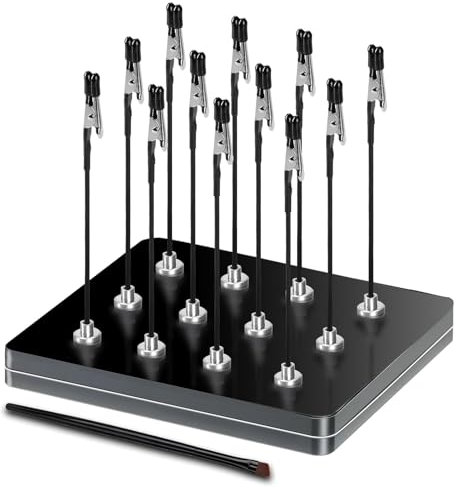 Troisième main professionnelle avec base magnétique. 12 pinces crocodiles flexibles, 1 brosse et 1 base en fer - Idéal pour les aides à souder, les accessoires de modélisme et les supports de platine