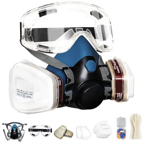 Sumeber Masque respiratoire à gaz plein avec réutilisable pour vapeurs organiques et inorganiques, gaz acides, ammoniaque, fumigation, peinture | Protection du visage, filtre en laiton (MS63)