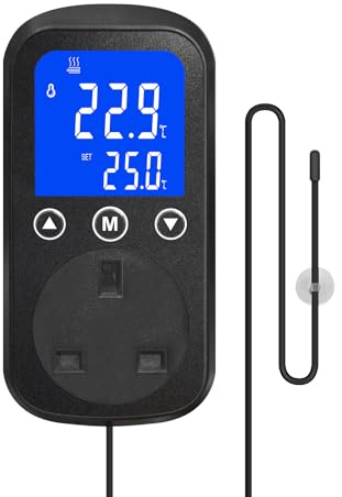 KETOTEK KT2100 Heater PID Temperature Controller Socket Digital Plug-in Dimmer Thermostat Controlled Outlet 2A 460W Dimming Thermostat Reptile