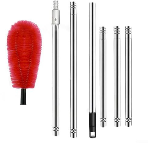 Limpiador de canalones telescópico, cepillo extensible con cabezal flexible y construcción de acero inoxidable, para mantenimiento de canalones de techo sin escalera (C)