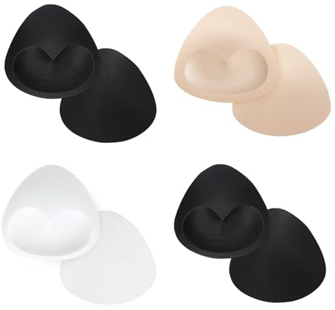 SKHAOVS 4 Paia Imbottitura Reggiseno Inserti per Donne Ragazze, Coppe Push-Up Rimovibili per Sportivo Costume da Bagno Bikini (3 Colori)