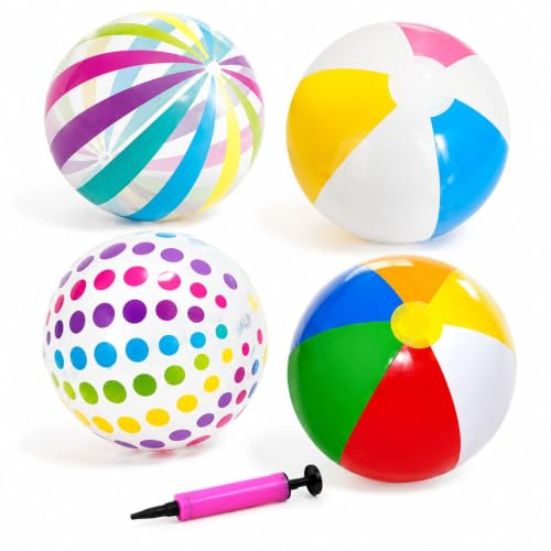 5PCS Inflatable Beach Ball Set with Air Pump for Outdoor