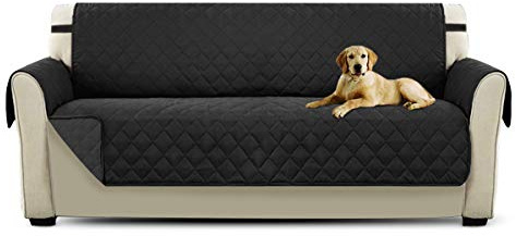 PETCUTE Sofaschoner 3 sitzer rutschfest couchbezug sofaüberzug Sofa Schutz Sofa Abdeckung 3 sitzer Sofaüberwurf Schwarz