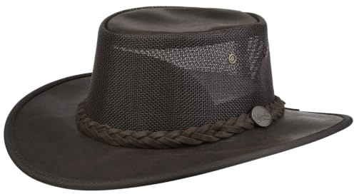 Barmah Chapeau en Cuir Foldaway Cooler Homme - Made in Australia Western avec Bandeau Printemps-ete Printemps Ete Automne Hiver - L (58-59 cm) Marron