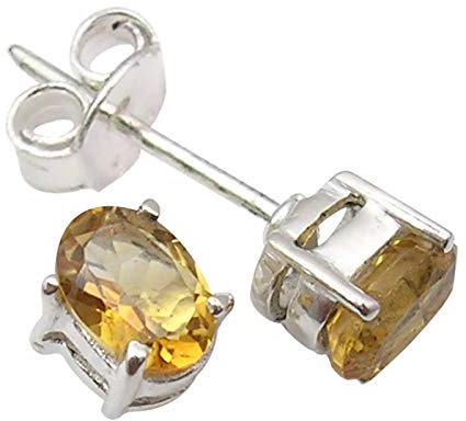 SilverStarJewel 925 massives Silber Citrin November Geburtstein Gestütspfosten Memorial Day Deals Ohrringe 0,8 cm