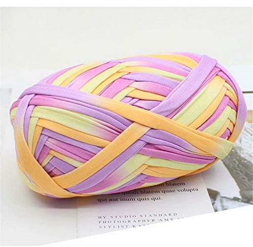Gbrand 1 Stück buntes T-Shirt-Garn zum Stricken, Stoff, Häkeln, Stoff für DIY, Strickstoff, Kunst (#48 Gelb & Violett)