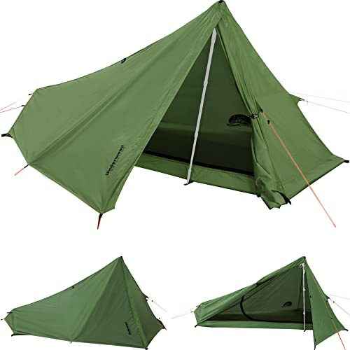 1 Person Trekking Pole Tent for Backpacking - Ultralight Backpacking Tent, Waterproof Hiking Tent for Camping, Lightweight Camping Tent for Scouts, Trekker(NO Trekking Poles)