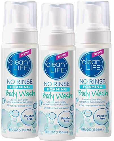 No-Rinse Foaming Body Wash - Waterless Foam Cleanser for Elderly, Adults, Kids, Infants & Caregiver - Rinse-Free for Sensitive Skin - Travel Size- Refreshed & Moisturized Skin - 8 fl oz (Pack of 3)