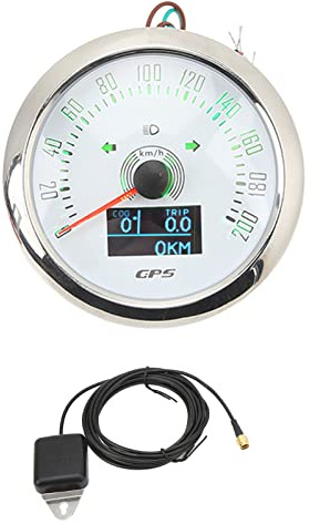 Gps-varvräknare 3 i 1 200 MPH 85 Mm 9‑32V 7 Färgbakgrundsbelyst Varvräknare, 932V Gps-varvräknare 3in1 200mph Antifog Universal för Båt Bil RV Motorcykel Svart Urtavla Kåpa Marine (Vit urtavla)