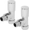 hep® Round Angled Manual Radiator Valve + Lockshield Set 15mm Chrome (Angled)