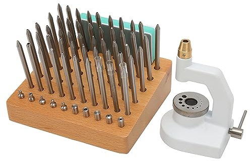 Strumento di Riparazione Dell'orologio, Picchettamento Dell'orologio e Set di Stampa con 10 Picchetti 50 Punzoni, Strumento di Punzonatura per Gioielli da Orologiaio