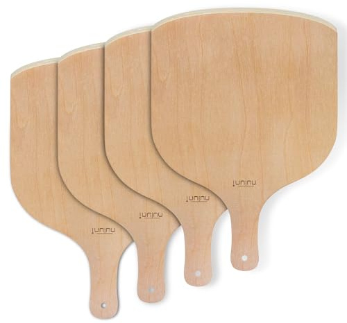 4 Pack Wooden Pizza Peel, 12 inch Premium Large Pizza Paddle with Wood Handle for Pizza Oven, Stone, Pan or Grill, Pizza Spatula for Baking Bread and Cake Indoor&Outdoor