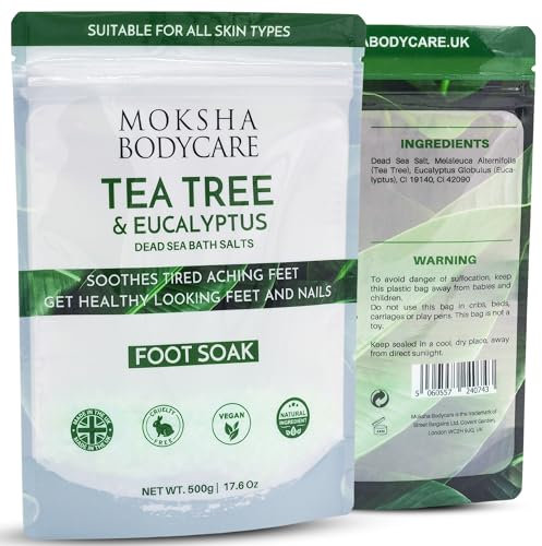 Foot Soak with Tea Tree Oil -[Made in UK] Foot Spa GiftSets, Exfoliating Tea Tree Dead Sea Bath Salts, Tea Tree oil Foot Soak for Hard Skin, Foot Spa Sets for Women Gifts, 500g