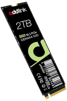Addlink S93 2TB SSD, M.2 2280 PCIe 4.0 NVMe Gaming-Drive, bis zu 7.400 MB/s, hohe Leistung für Gamer und Kreative, blitzschnelle Ladezeiten, ideales Upgrade für Gaming-PCs - SLC Dram Cache Game-SSD