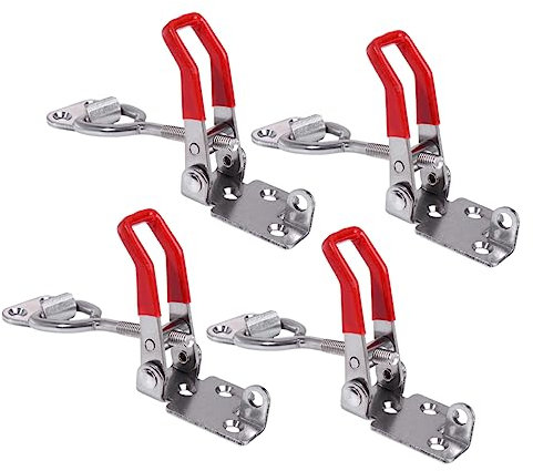 Veemoon 4 Pièces Dispositif de serrage réglable basculer le loquet sauterelle verticale pince à loquet pince à bascule Acier inoxydable clip de verrouillage fixation Serrer